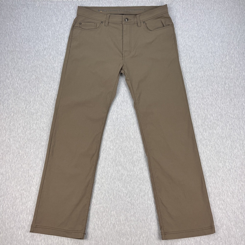 Prana Brion Pants Mens 36x32 Slim Fit Beige Five-Pocket Stretch Zion Fabric Hike